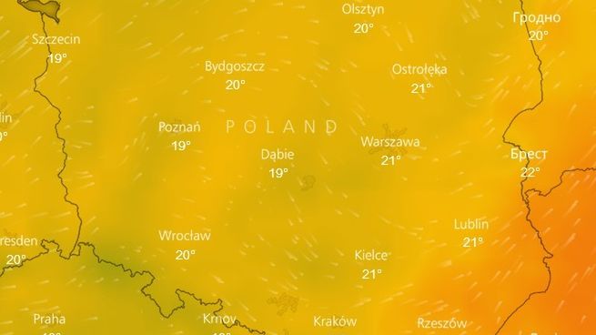 Tak będzie wyglądać temperatura w sobotę w południe 