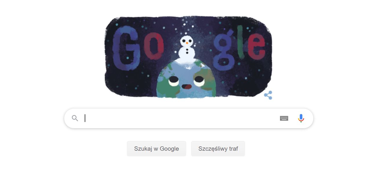 Pierwszy dzień zimy. Google Doodle i brak śniegu
