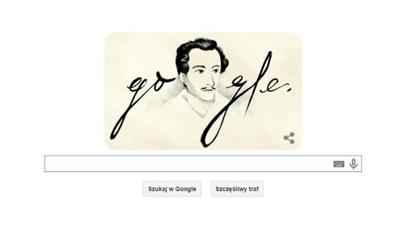 Tak wyglądało Google Doodle z okazji urodzin Słowackiego. 