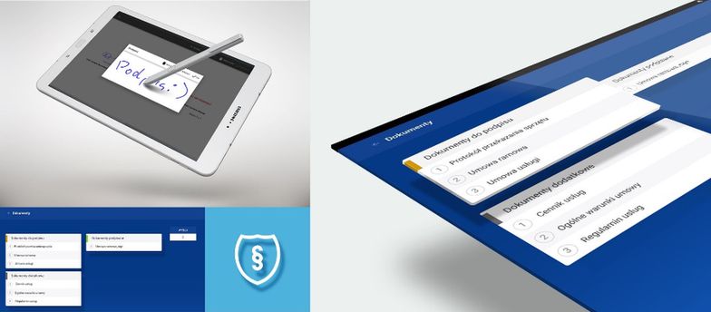 Klienci podpisują dokumenty na tablecie. Po chwili otrzymują je na e-mail