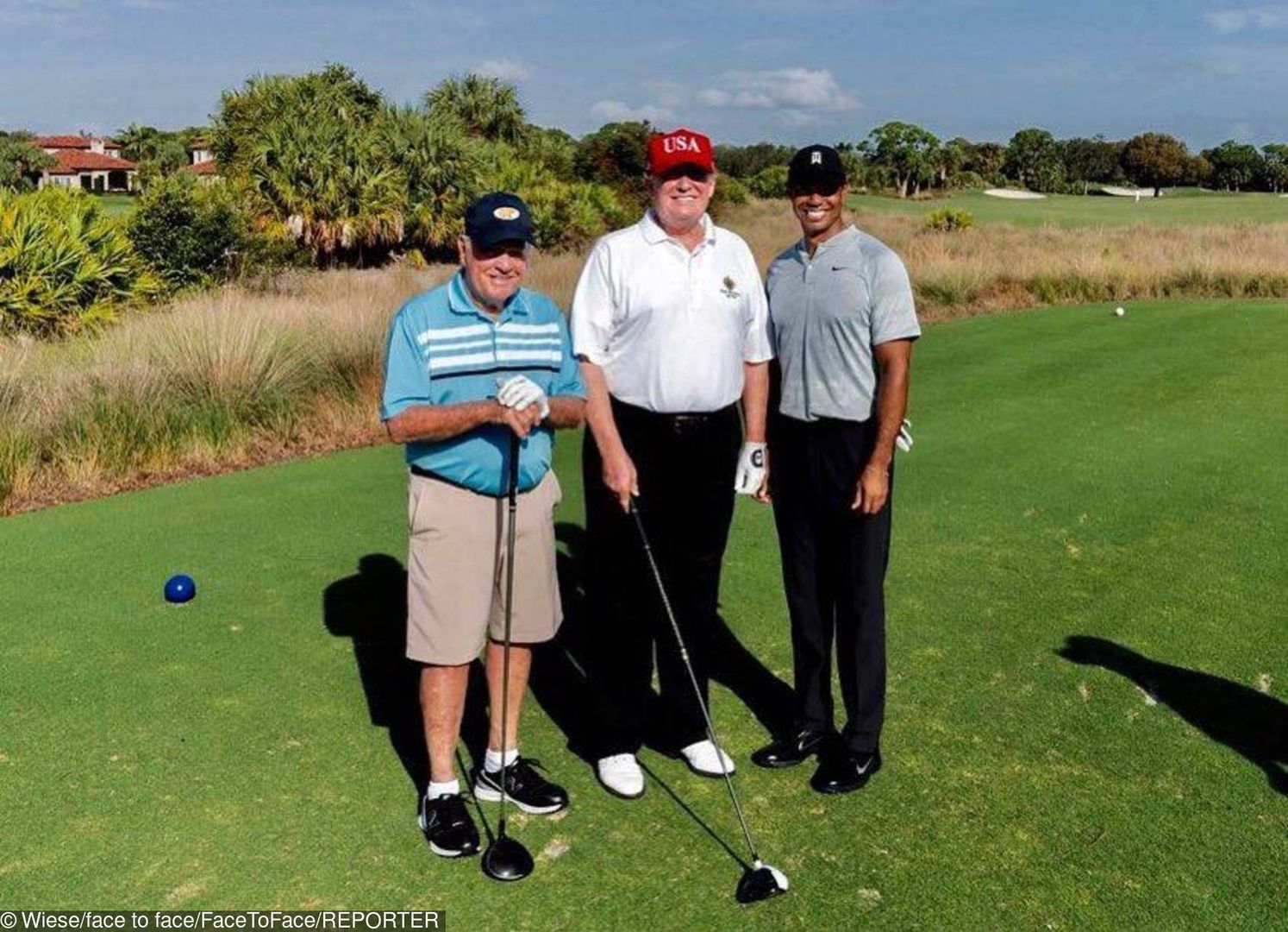 Donald Trump z legendami golfa: Tigerem Woodsem i Jackiem Nicklausem