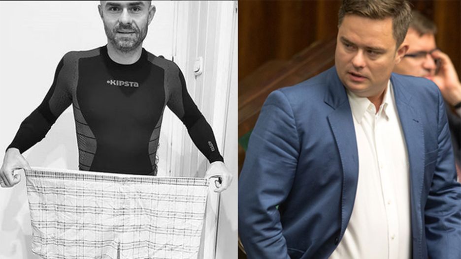 Po lewej Adam Hofman obecnie, a po prawej w Sejmie w 2014 r.