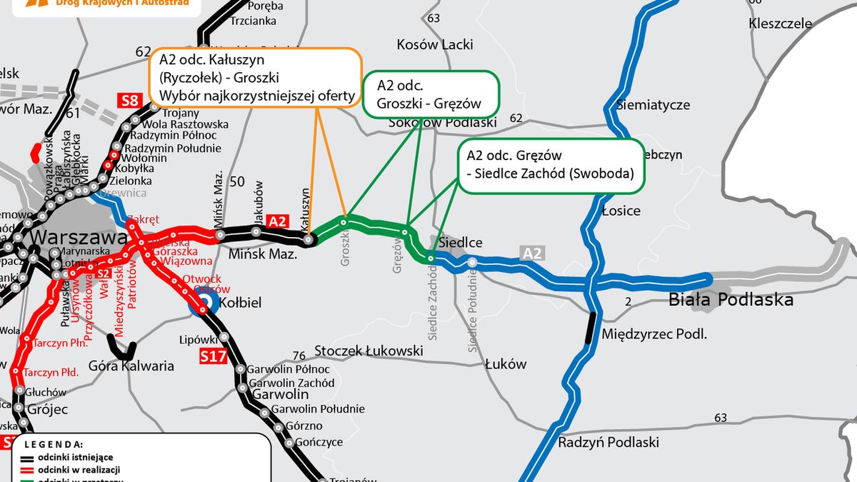 Firma Intercor wybuduje jeden z odcinków drogi A2 na wschód od Warszawy