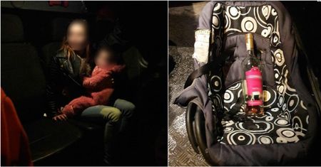 Pijana matka z dzieckiem i otwartym winem w ręce. Miała 2 promile