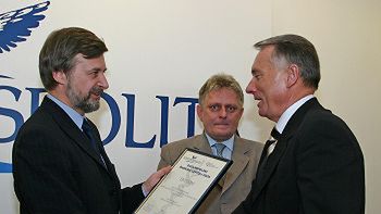 Dyrektor Centrum Onkologii w Bydgoszczy dr Zbigniew Pawłowicz i minister zdrowia Marek Balicki
