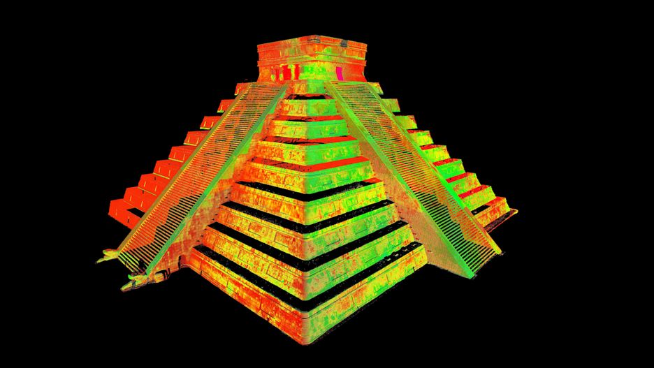 El Castillo, świątynia Kukulkan w Chichén Itzá w Meksyku — chmura punktów 3D