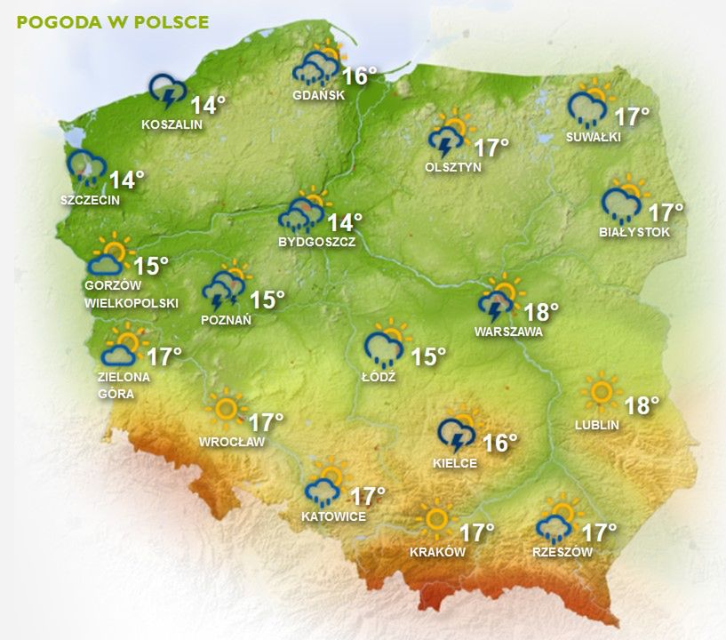 Pogoda w poniedziałek. 