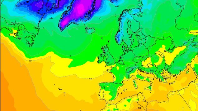 Prognoza temperatur dla Europy w nocy z niedzieli na poniedziałek.