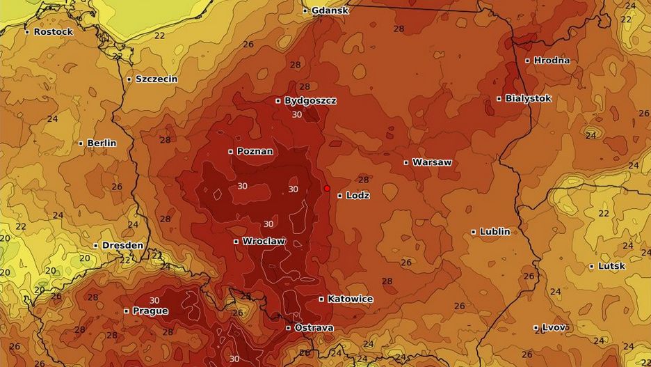 Mapa dotyczy 18 sierpnia