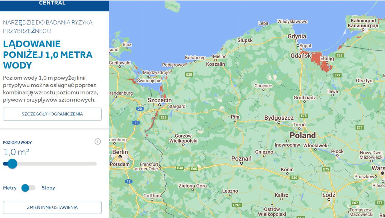 Polska w 2050, fot. coastal.climatecentral.org