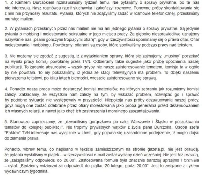 list Wprost do żony kamila Durczoka

Fotografia: Facebook.pl