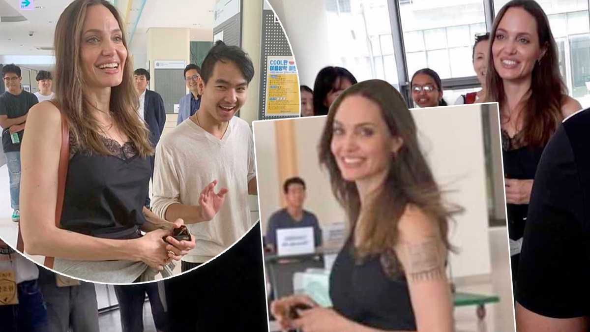 Angelina Jolie z synem Maddox Jolie-Pitt na Uniwersytecie w Korei