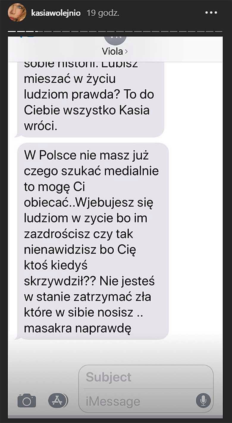 Kasia Wołejnio i Viola Kołakowska mają wojnę
