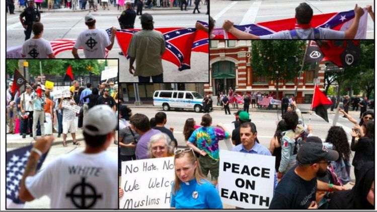 Demonstracje zorganizowane przez rosyjskie trolle przyciągnęły dziesiątki osób