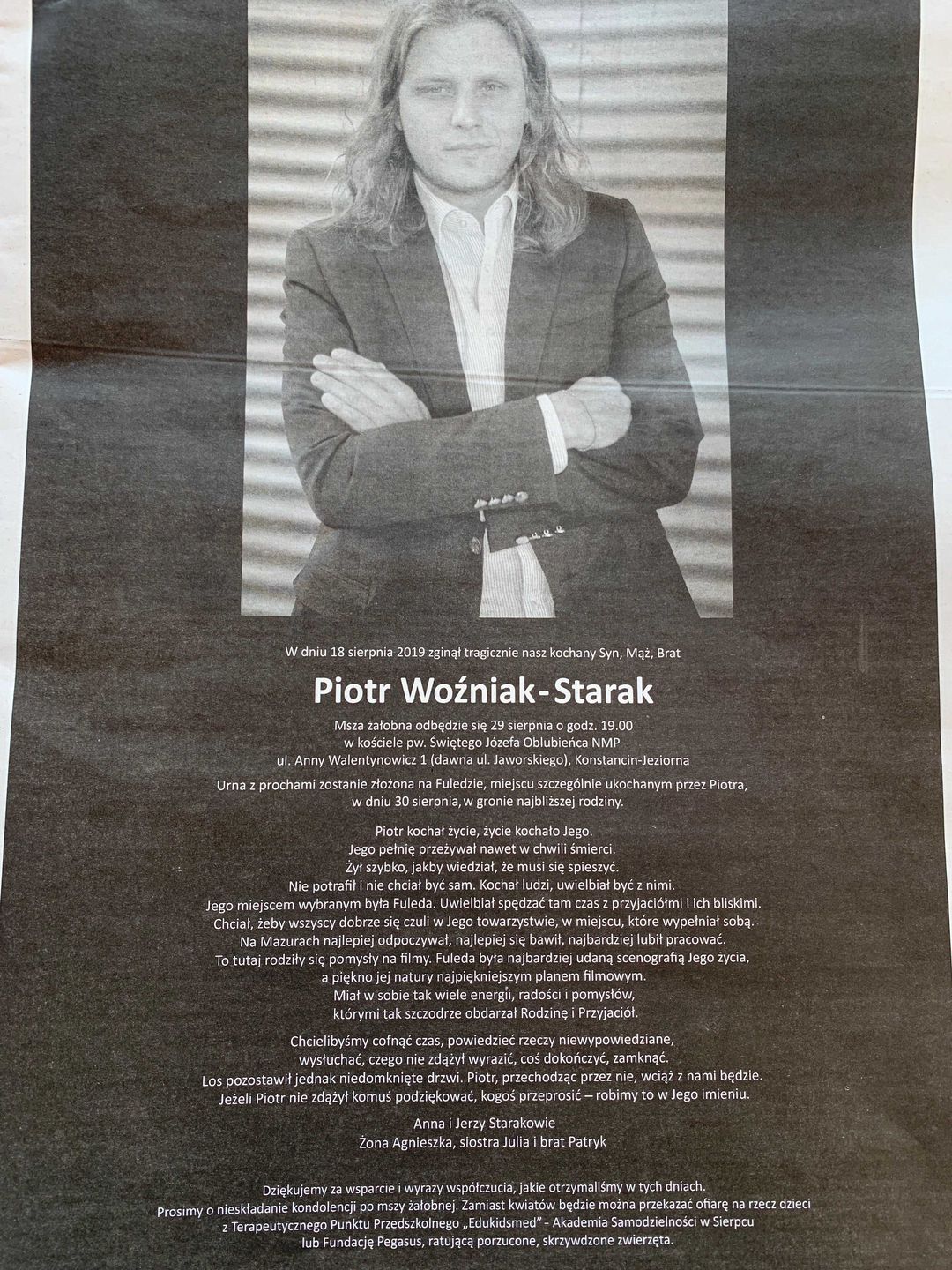 Piotr Woźniak-Starak -  nekrolog