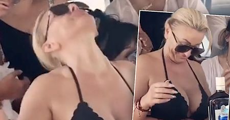 Zakazane wideo z Królową życia w sieci. Dagmara w samym staniku trzęsie biustem nad stołem pełnym butelek
