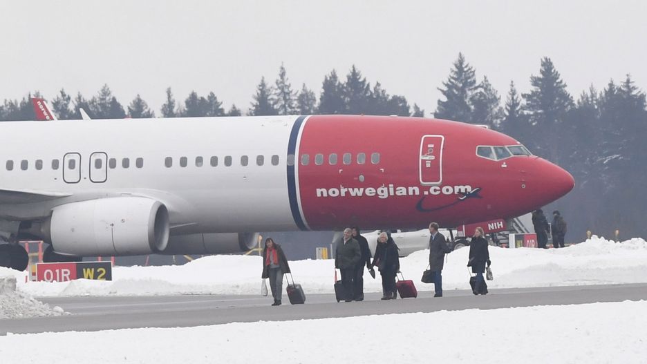 Ewakuowany samolot norweskich linii lotniczych