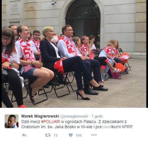 Andrzej Duda i Agata Duda kibicują Polsce