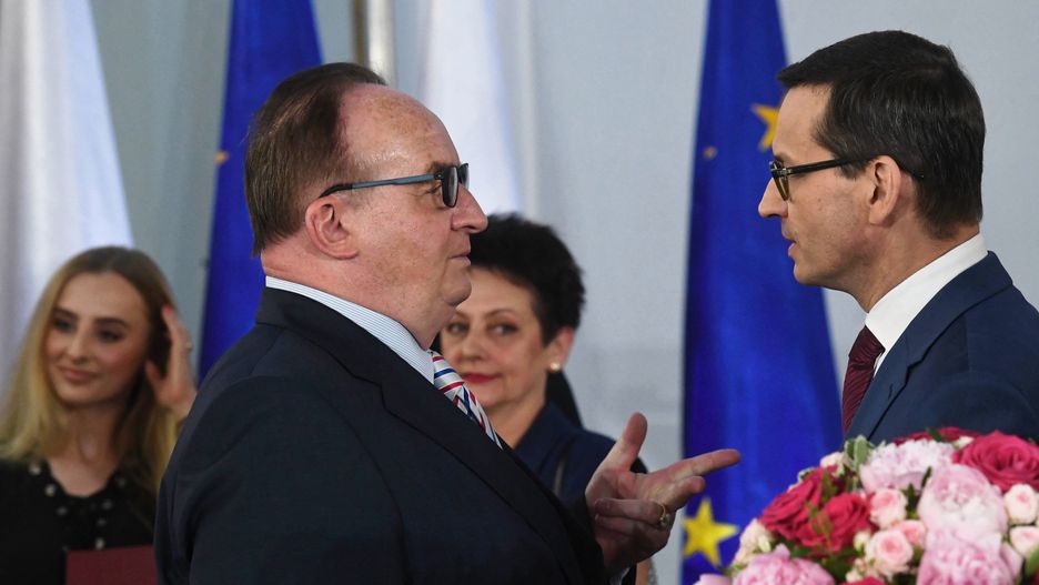 Premier Mateusz Morawiecki i europoseł Jacek Saryusz-Wolski