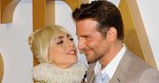 Bradley Cooper ze śladem szminki przy ustach. Obok Lady Gaga