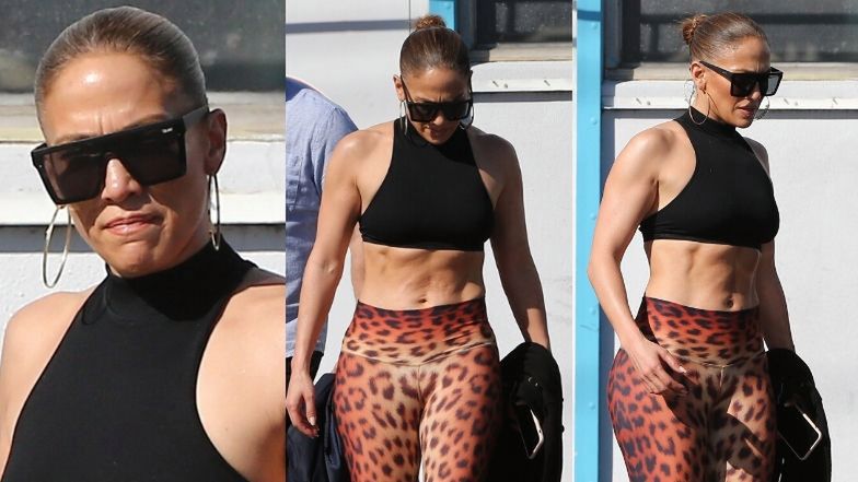 Umięśniony brzuch Jennifer Lopez opuszcza siłownię w Miami (FOTO)