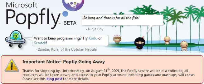 Popfly odchodzi, ale teraz mamy przecież Kodu