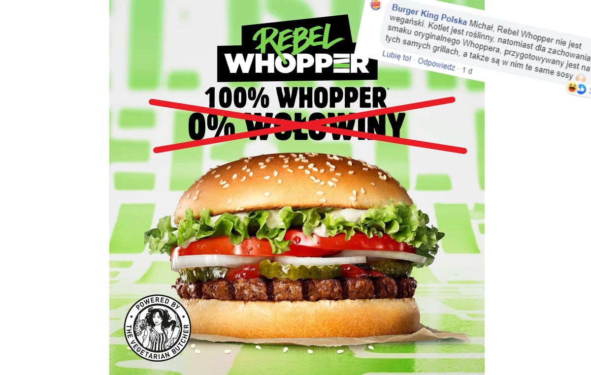 "Roślinny" burger jest smażony na tłuszczu wołowym. Dla kogo oferta Burger King?