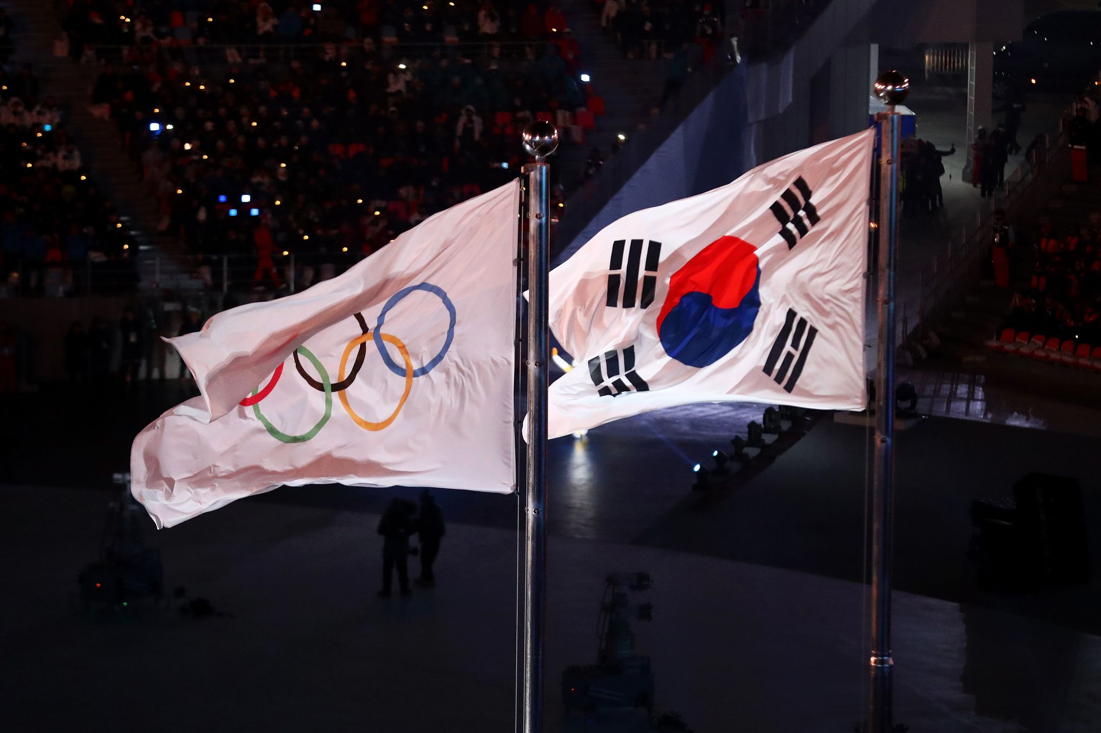 during the Opening Ceremony of the PyeongChang 2018 Winter Olympic Games at PyeongChang Olympic Stadium on February 9, 2018 in Pyeongchang-gun, South Korea. 