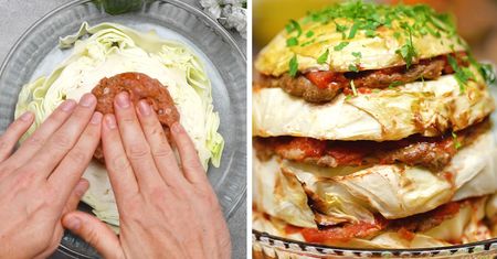 Gołąbkowy tort - błyskawiczny pomysł na gołąbki bez parzenia kapusty i ryżu