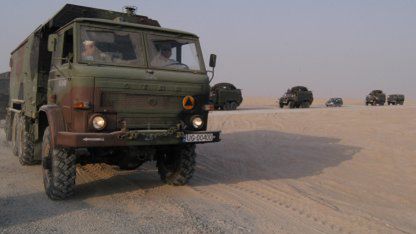 Sprzęt dla polskiego wojska w drodze do Bazy Kojota