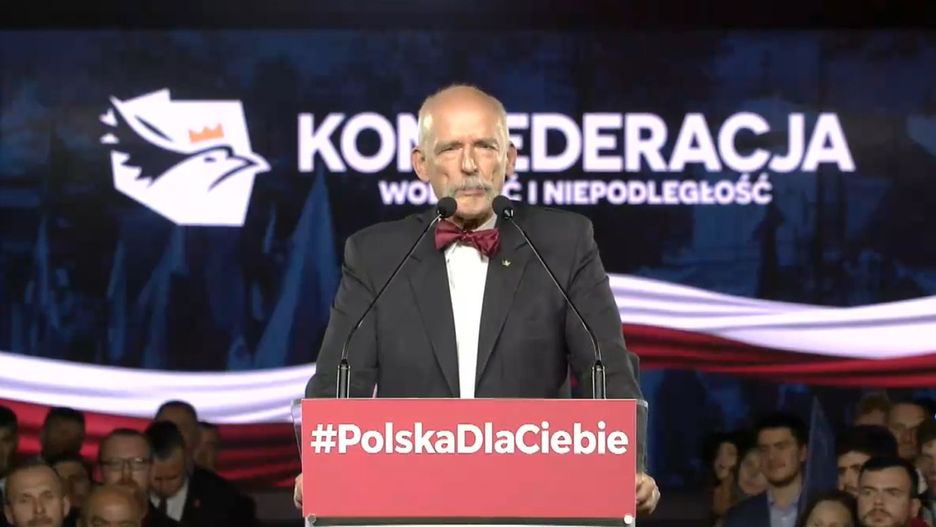 Wybory parlamentarne 2019. Janusz Korwin-Mikke na konwencji programowej Konfederacji