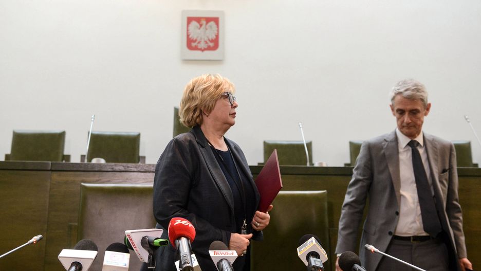 Pierwsza Prezes Sądu Najwyższego - prof. Małgorzata Gersdorf i rzecznik prasowy instytucji - sędzia Michał Laskowski
