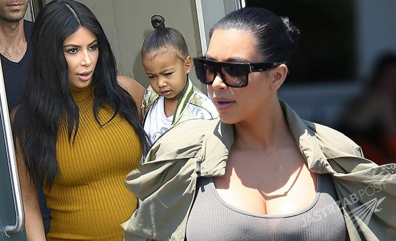 Ciężarna Kim Kardashian i rockowa North West w Nowym Yorku [paparazzi]