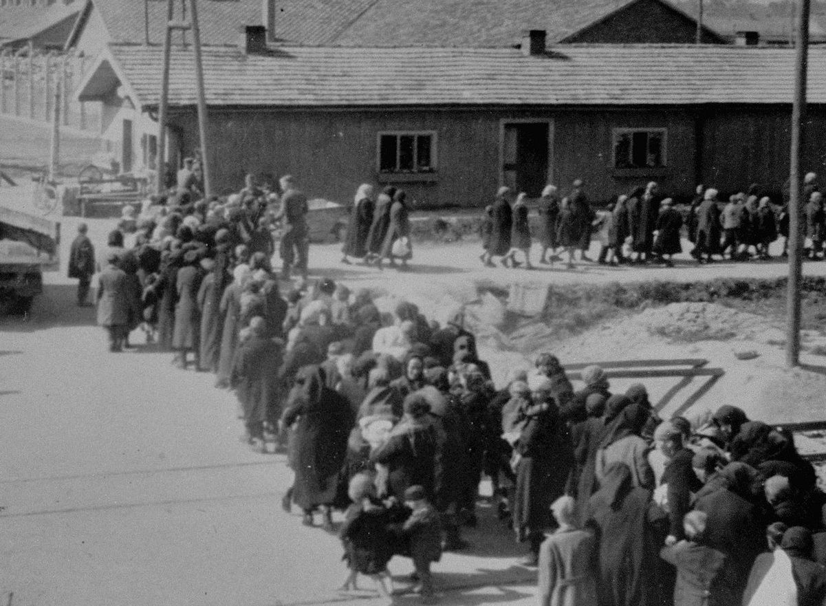 Do Argentyny trafiło złoto i inne cenne kruszce zrabowane ofiarom obozów śmierci. Na zdjęciu Żydzi po przybyciu do Auschwitz, idący w stronę komory gazowej (E. Hoffmann & B. Walter) 
