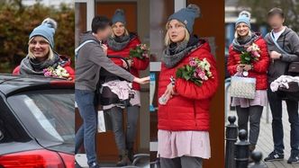 Młoda mama Joanna Moro opuszcza szpital w towarzystwie męża (ZDJĘCIA)