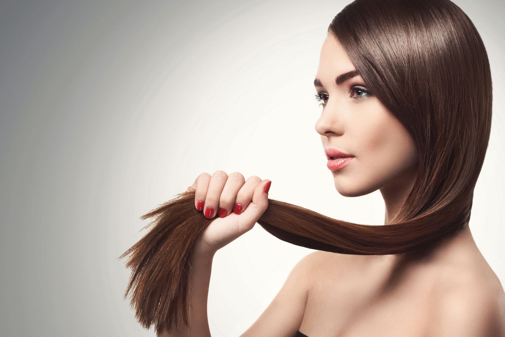 Portrait of woman with beautiful long hair  