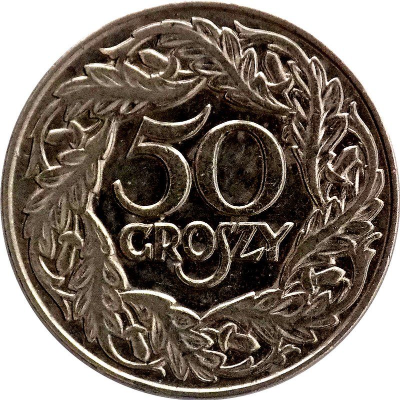 Moneta 50 gr. z 1924 roku. 