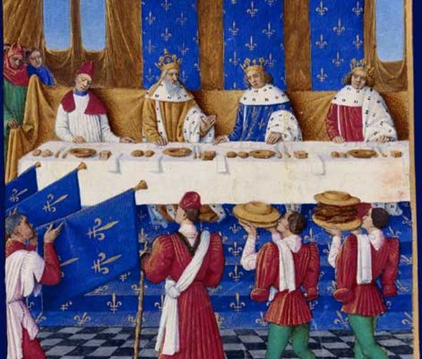 Codzienny obiad w zamku składał się z dwóch do trzech dań (Jean Fouquet/domena publiczna) 