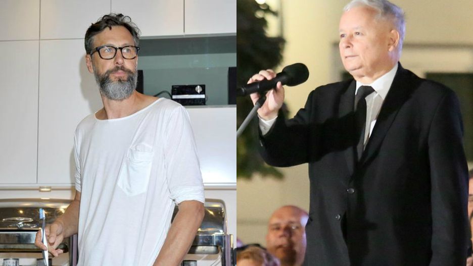 Szymon Majewski/ Jarosław Kaczyński podczas miesięcznicy.