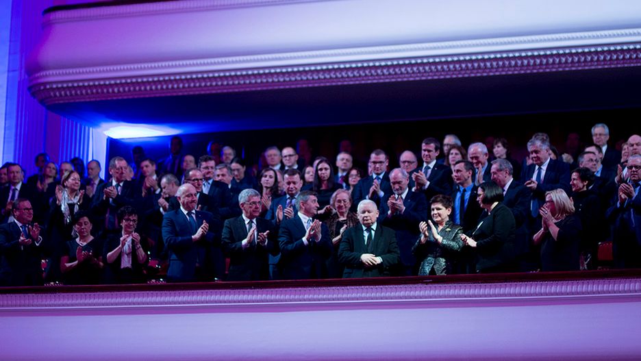 Jarosław Kaczyński na gali Człowieka Wolności tygodnika "Sieci" w 2017 roku.
