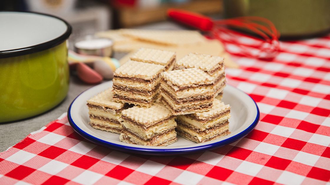 Wafle z kremem mleczno-kakaowym- Pyszności