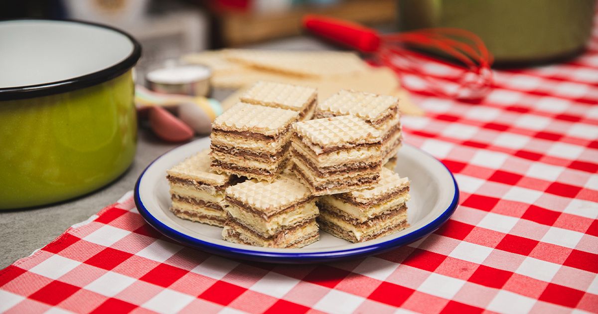 Wafle z kremem mleczno-kakaowym- Pyszności