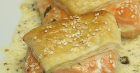Zapiekany łosoś w musztardowym sosie