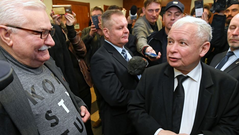 Jarosław Kaczyński i Lech Wałęsa w gdańskim sądzie.