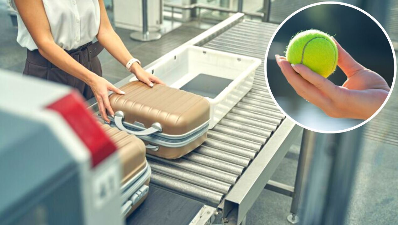 Na długie loty samolotem wkładam piłkę tenisową do bagażu podręcznego