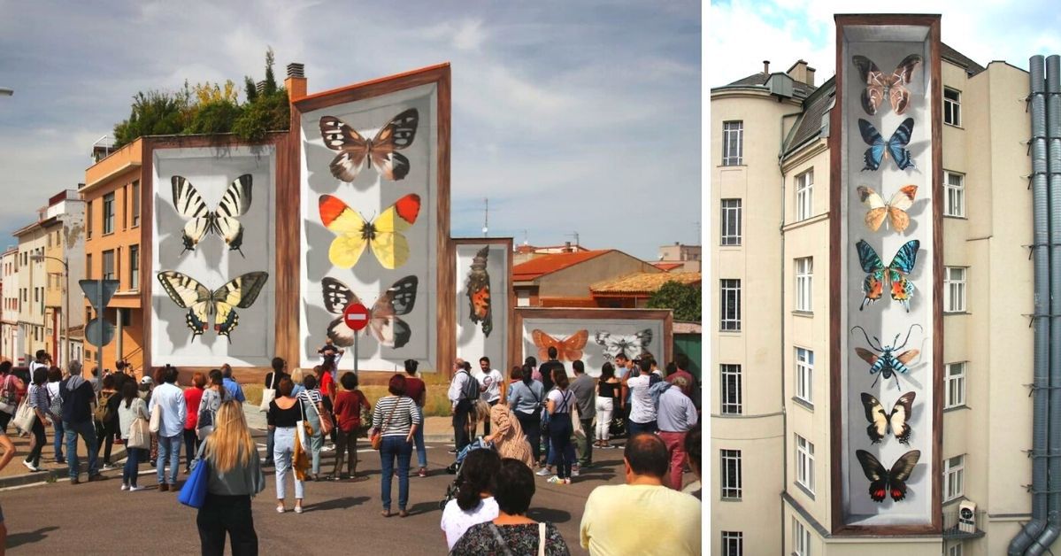 8 dzieł artysty, który tworzy na całym świecie wyjątkowe murale z motylami