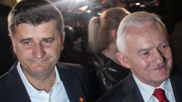 Lider Ruchu Palikota Janusz Palikot i szef SLD Leszek Miller