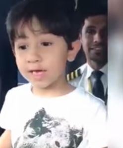 5-latek został wprowadzony do kabiny pilota. Załoga była pod wrażeniem jego wiedzy