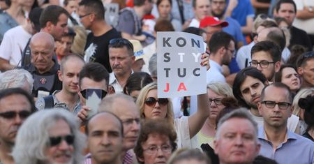 Protest Razem przed Pałacem Prezydenckim