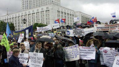 Protest związkowców w Moskwie